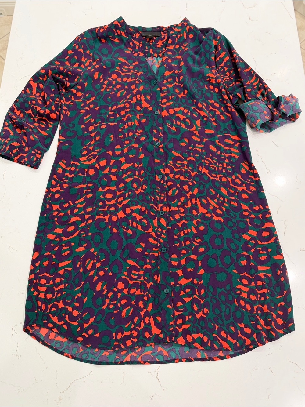 Attention button-front shirt dress